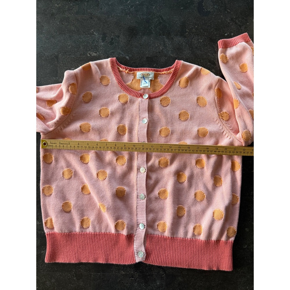Talbots Woman Petites Pink Orange Polka Dot Cotton Cardigan Sweater 1X Preppy - Picture 7 of 8